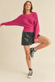 Dolman Sleeve Knit Sweater Top | Fuchsia