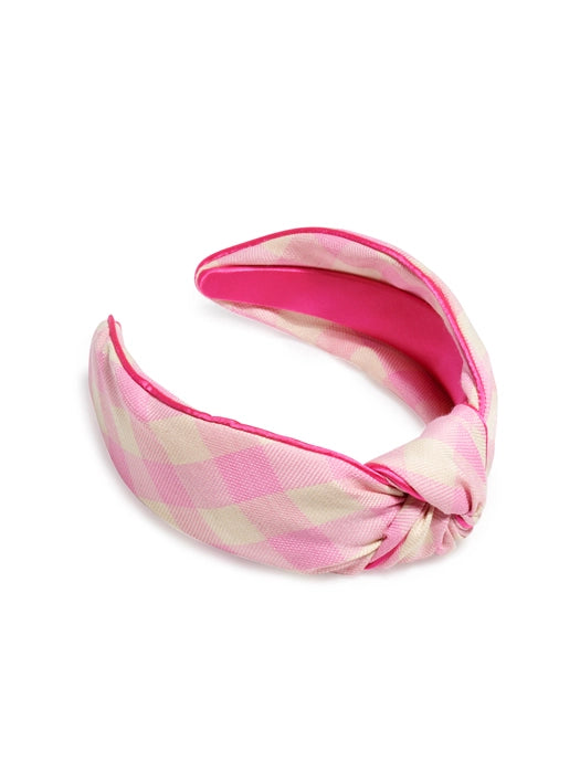 Plaid Knotted Headband | Pink