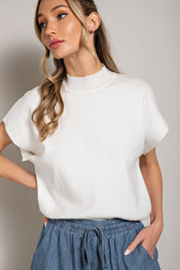 Mock Neck Knit Top | Off White