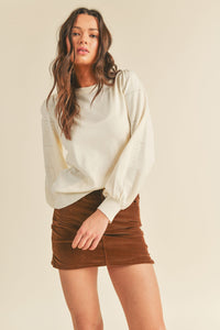 Pointelle Puff Sleeve Sweater | Ivory