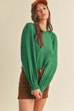 Pointelle Puff Sleeve Sweater | Rosemary Green