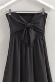 Tie Front Smocked Flowy Leg Jumpsuit | Black