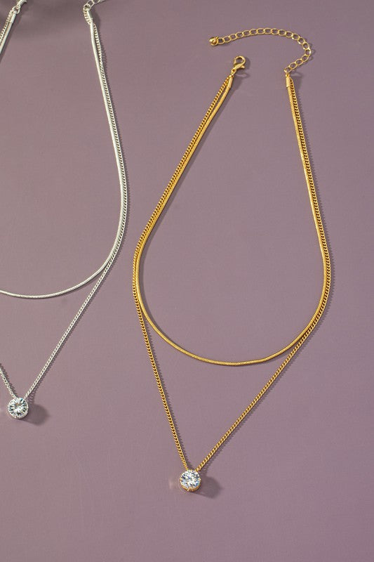 Layered CZ Pendant Necklace | Various