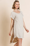 Leopard Back Linen Scoop Dress | Oatmeal