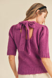 Mock Neck Tie Back Sweater Top | Orchid