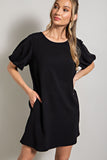 Bubble Sleeve Mini Dress | Black