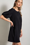 Bubble Sleeve Mini Dress | Black
