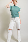Cap Sleeve Sweater Top | Sage