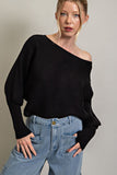 Ribbed Dolman Sweater Top | Black