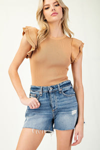 Ruffle Sleeve Ribbed Bodysuit | Coco