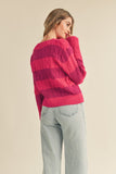 Striped Cable Knit Sweater | Fuchsia+Magenta