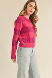 Striped Cable Knit Sweater | Fuchsia+Magenta