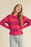 Striped Cable Knit Sweater | Fuchsia+Magenta