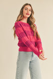 Striped Cable Knit Sweater | Fuchsia+Magenta