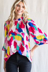 Abstract Blouse Top | Multi