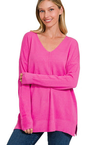 Front Seam Sweater | Hot Pink