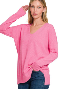 Front Seam Sweater | Candy Pink