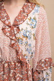 Fall Floral Mix Chiffon Dress | Mauve