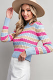Multi Color Knit Striped Sweater | Pale Blue