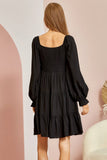 Smocked Tiered Dress | Black