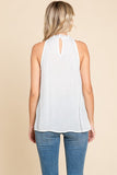 Lace Neck Halter Top | Cream