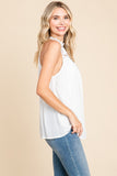 Lace Neck Halter Top | Cream