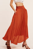 Smocked Waist Maxi Skirt | Marsala