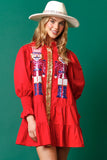 Sequin Nutcracker Poplin Dress | Red