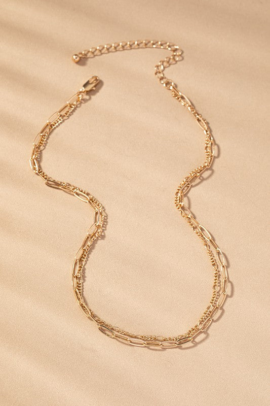 Dainty Layered Chain Short Necklace | Gold