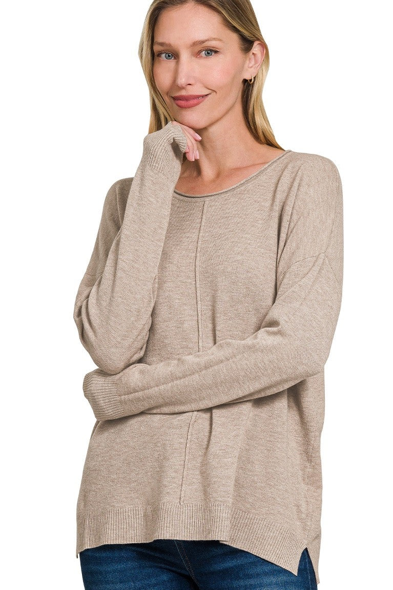 Front Seam Sweater Top | Ash Mocha