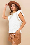 Quilted Ruffle Sleeve Top | Off White