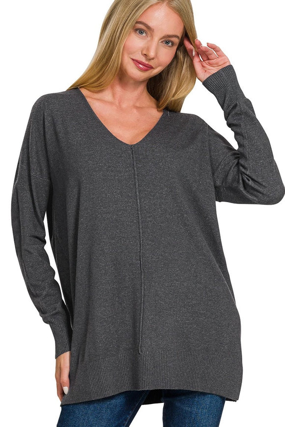 Front Seam Sweater | Charcoal