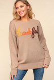 Thankful Metallic Glitter Yarn Sweater | Taupe