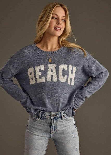 Beach Lightweight Sweater Top | Blue