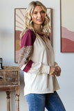 Leopard Raglan Top | Cream+Burgundy