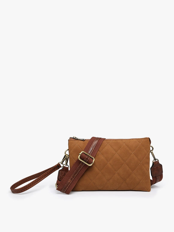 Izzy Vegan Leather Quilted Crossbody Bag | Brown