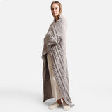 Comfy LUXE Braided Cable Knit Blanket | Grey