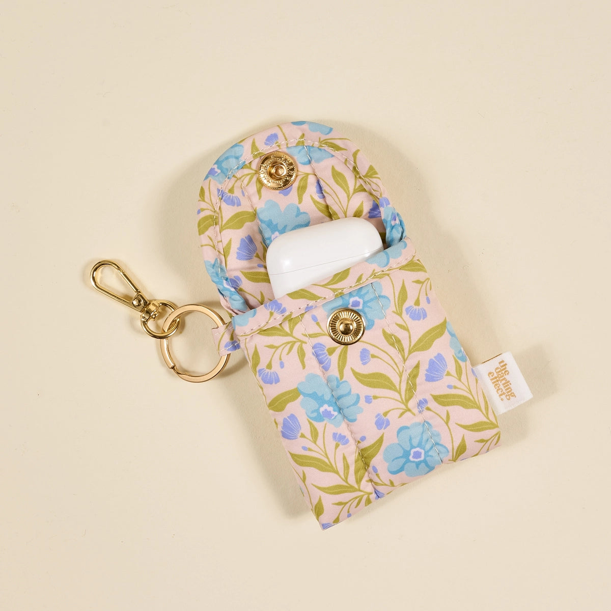 Puffy Earbud Case Keychain | Poppin' Petals Aqua