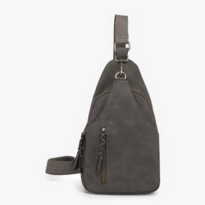 Nikki Dual Compartment Sling Bag | Suede Slate