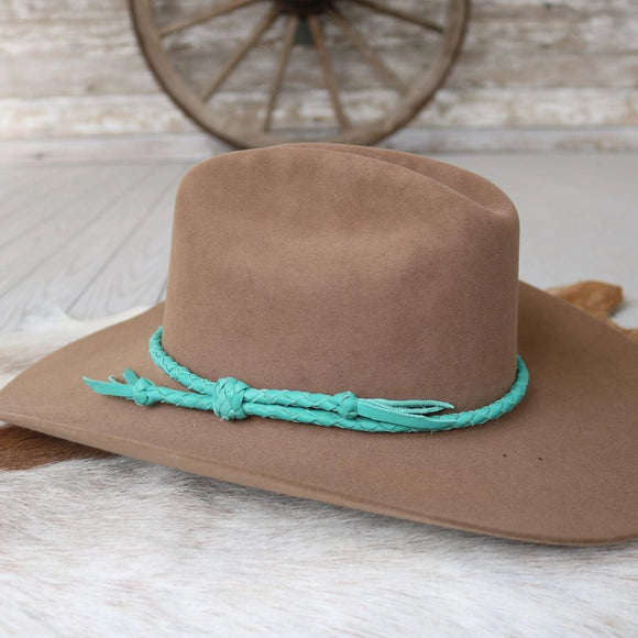 Leather Braided Hat Band | Turquoise