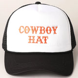 Cowboy Hat Trucker Cap | Black/White