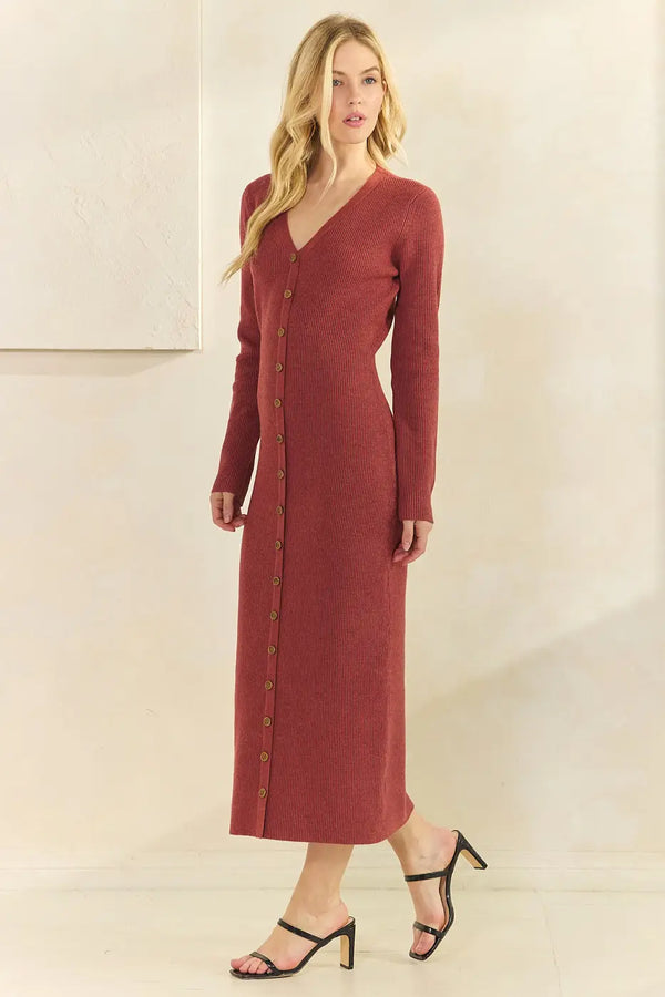 Button Down Sweater Midi Dress | Sienna