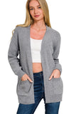 Melange Open Front Cardigan | Heather Grey