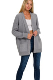 Melange Open Front Cardigan | Heather Grey