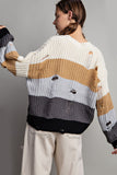 Distressed Striped Crochet Sweater | Coco