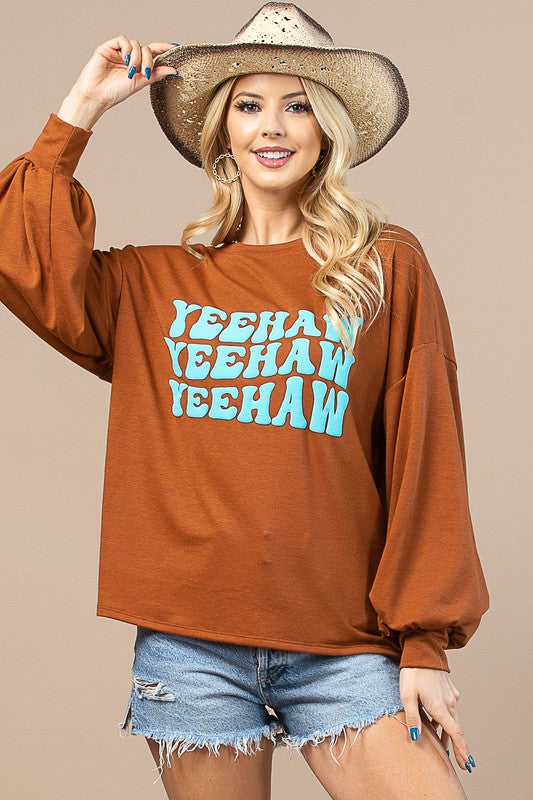YeeHaw Graphic Sweatshirt Top | Rust