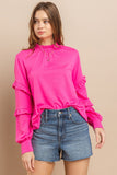 Ruffled Trim Sweater Top | Hot Pink