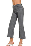 Acid Wash Stretch Cropped Bootcut Jeans | Ash Black