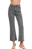 Acid Wash Stretch Cropped Bootcut Jeans | Ash Black