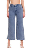Acid Wash Stretch Cropped Straight Jeans | Ash Blue